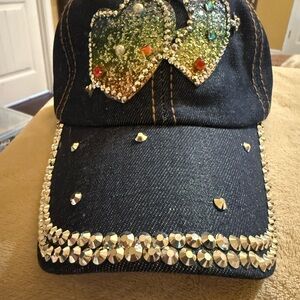 Embellished Blue Denim Cap
